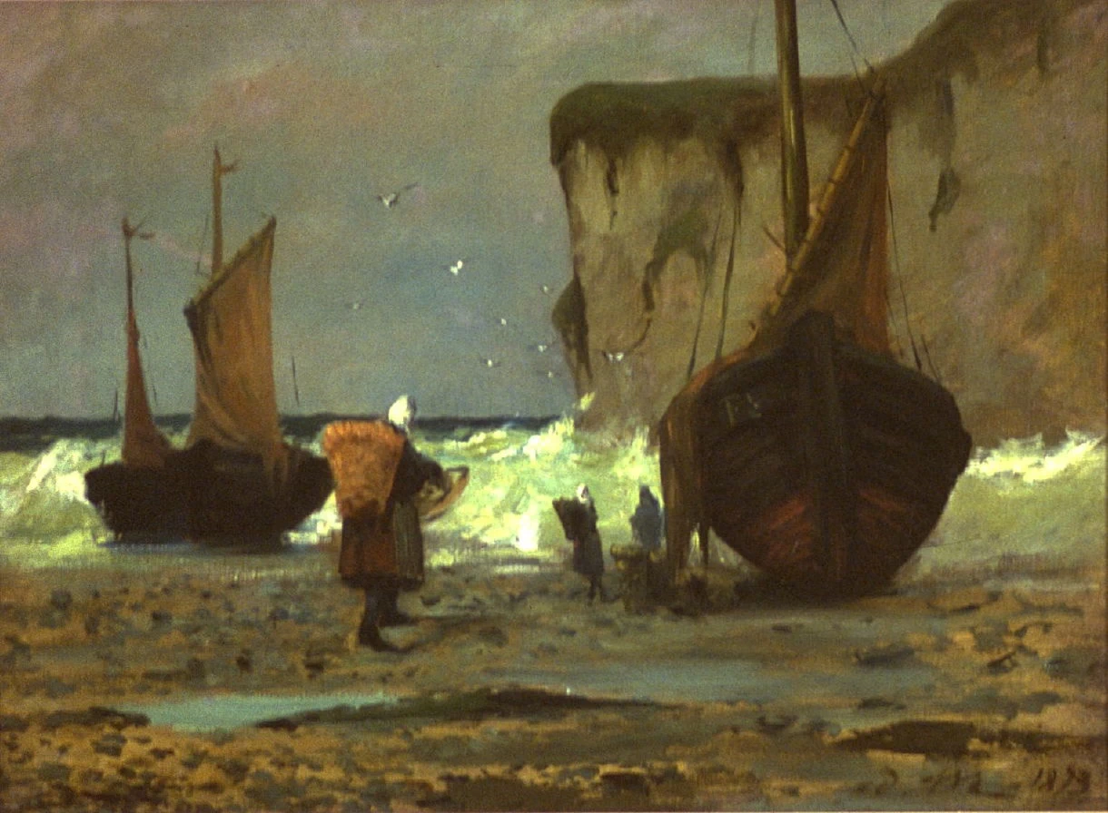  38-Édouard Manet, Barche da pesca sulla spiaggia, Saint-Pierre-en-Port, Normandia, 1873-Fine Arts Museums of San Francisco 
